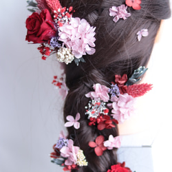 【カラーオーダーＯＫ】バラ&小花のナチュラルヘッドドレス＊プリザーブドフラワー&ドライフラワー 8枚目の画像