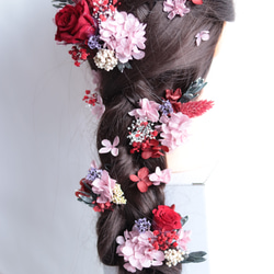 【カラーオーダーＯＫ】バラ&小花のナチュラルヘッドドレス＊プリザーブドフラワー&ドライフラワー 11枚目の画像