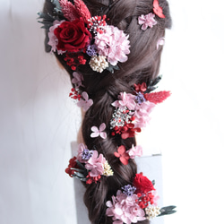【カラーオーダーＯＫ】バラ&小花のナチュラルヘッドドレス＊プリザーブドフラワー&ドライフラワー 5枚目の画像