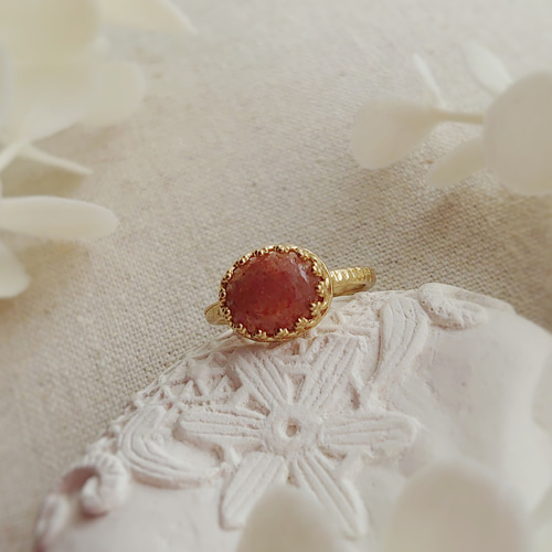 ヘリオライトのリング＊サンストーン フリーサイズ指輪（再） 指輪  