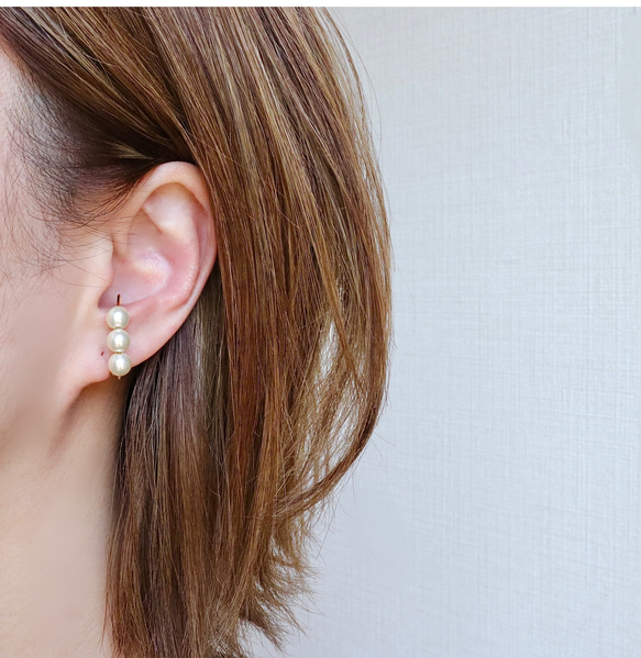 【14kgf】シンプル！シルキーパールEar cuff ー片耳ー 1枚目の画像