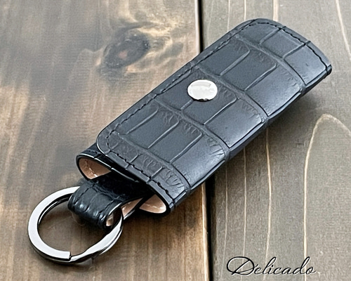 アリゲーター ワニ革 コンパクト キーケース ダークナイト キーケース