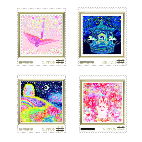 うさぎの切手シリーズ85円切手16枚セット❀ レターセット ゆきのれなこ