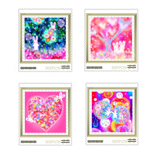 うさぎの切手シリーズ85円切手12枚セット❀ レターセット ゆきの