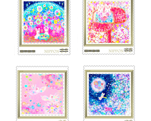 うさぎの切手シリーズ85円切手16枚セット❀ レターセット ゆきのれなこ