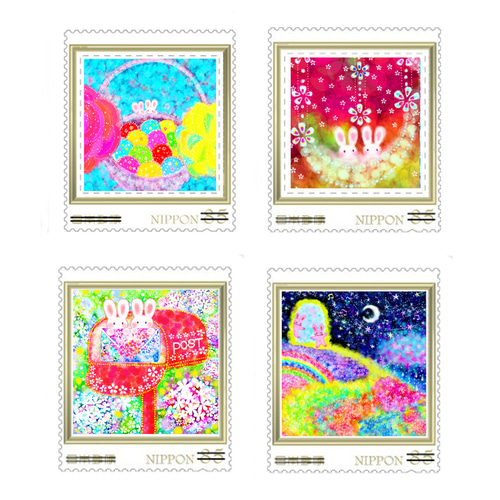 うさぎの切手シリーズ85円切手12枚セット❀ レターセット ゆきの