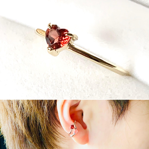 再販x7 K10・K18・Pt(10金・18金・プラチナ) 高品質ガーネットのハート