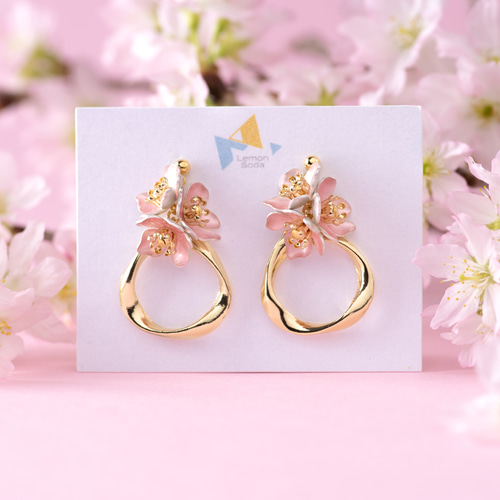 桜さくら】ピアス／イヤリング 春の誕生花2025 桜ハンドメイド