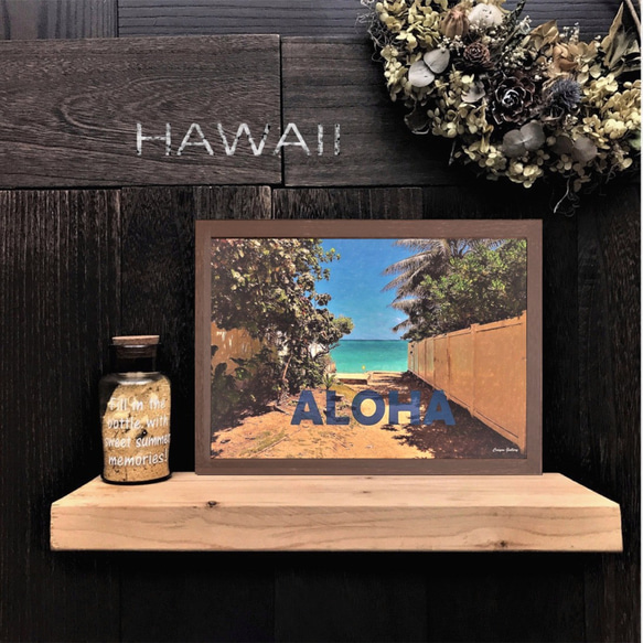 【送料無料】南国の風景☆HAWAII  No.572  フレーム付  A4サイズ 1枚目の画像