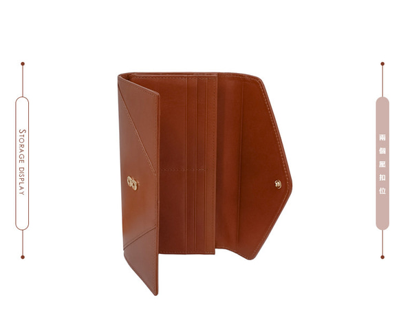 【OMC】義大利植鞣革信封式三折牛皮長夾(95115棕色) 第9張的照片