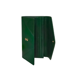 【OMC】義大利植鞣革信封式三折牛皮長夾(95115綠色) 第10張的照片
