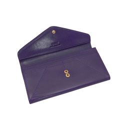 【OMC】義大利植鞣革信封式兩折牛皮長夾(95116紫色) 第10張的照片