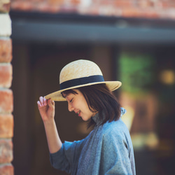 最終価格　wica grocery 麦わら帽子　ハット　帽子　リボン付き 麦わら帽子 リボン レディース ハット 韓国 グレー ネイビー キャメル