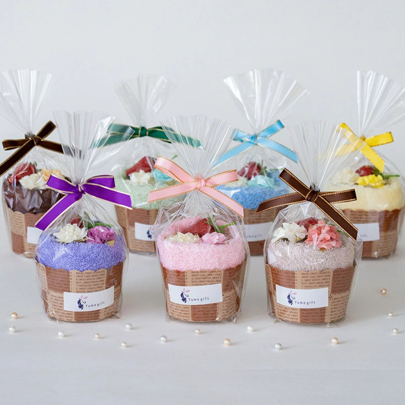 【泉州タオル　マフィン 7個セット】 ハンドタオル ギフト  かわいい プレゼント 発表会 退職 送別会 プチギフト 18枚目の画像