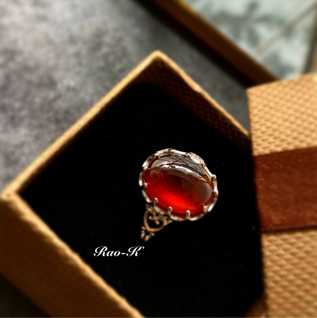 ✨silver925大人のアンティーク調リング〜モザンビークガーネット