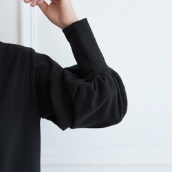 透明瓶頸氣球袖長袖黑色 第14張的照片