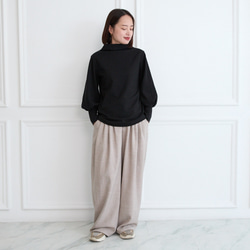 透明瓶頸氣球袖長袖黑色 第9張的照片