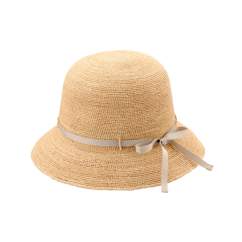 ジーナ Gina ラフィア クロッシェ ピンクリボン 折りたたみ可 57.5cm [UK-H096-NA-M]