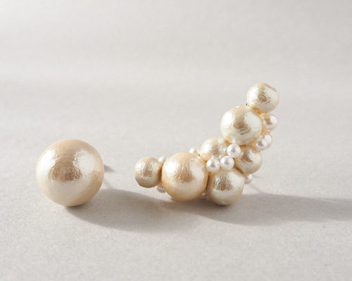 月と星コットンパールピアス/イヤリング サージカルステンレス P786