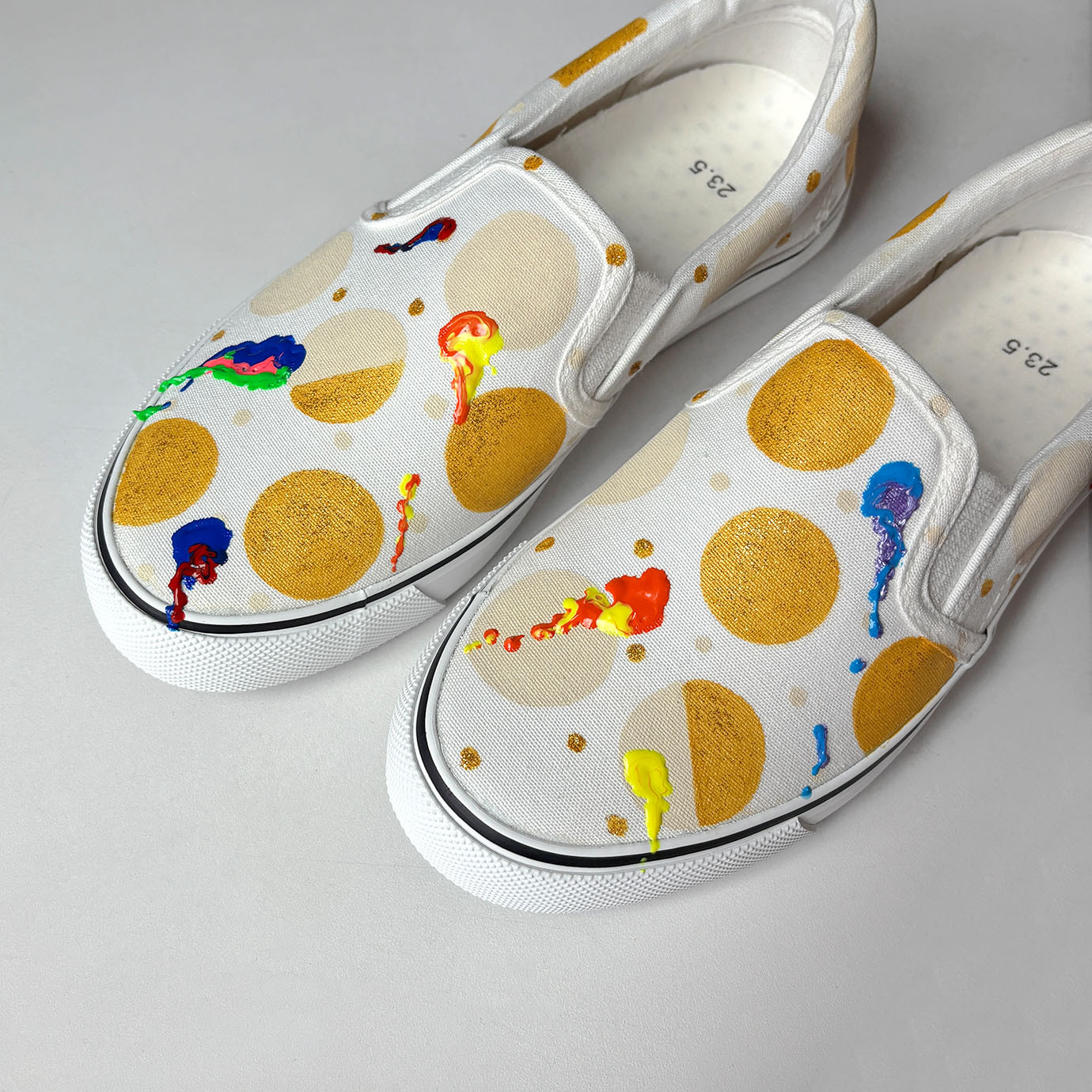 スニーカー「 pear's 」梨をイメージしたポップで可愛いスリッポン レディース メンズ！ドット！【受注制作】