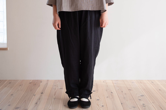 ふんわり可愛い、裾リボンパンツ｜国産ダブルガーゼ100％（9色） 3枚目の画像