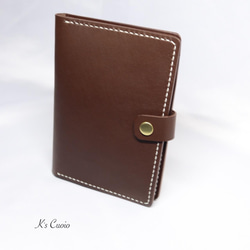 ヌメ革 手縫いのお薬手帳ケース（ダークブラウン）【送料無料】 7枚目の画像