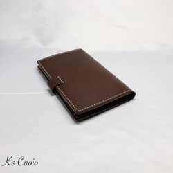 ヌメ革 手縫いのお薬手帳ケース（ダークブラウン）【送料無料】 8枚目の画像