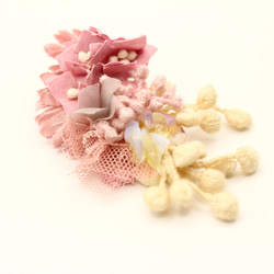 pink flower 片耳(ハイビスカス染) 2枚目の画像