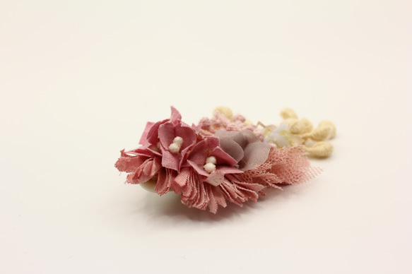 pink flower 片耳(ハイビスカス染) 5枚目の画像