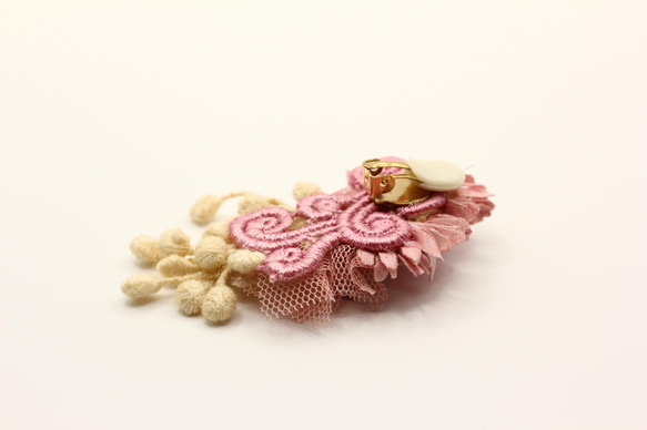 pink flower 片耳(ハイビスカス染) 6枚目の画像