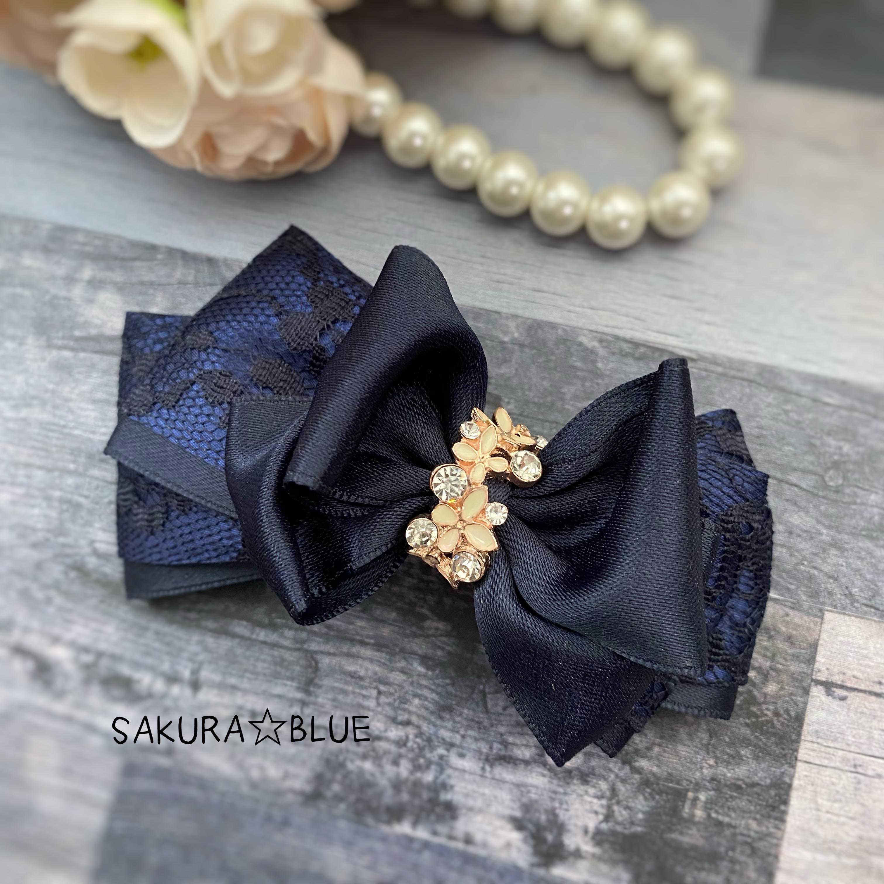 セレモニーに使いたい〜華やかレースサテンサテンリボンのヘアアクセ  