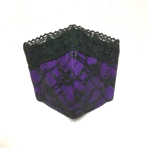 紫×黒 ポケット付きレースマスク 布マスク RoseZipangu 通販｜Creema  