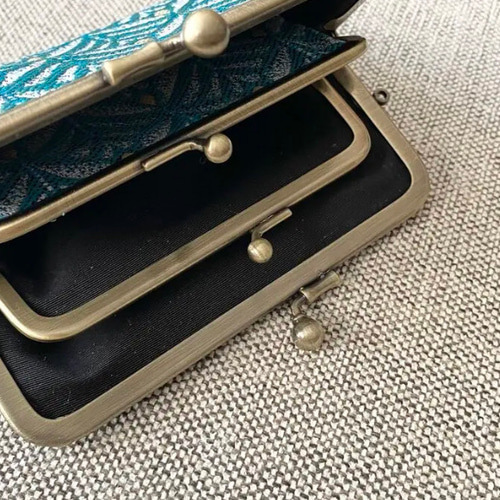 がま口通帳ポーチ＆印鑑ケース【フランス生地 蜂：ブラウン】※受注制作