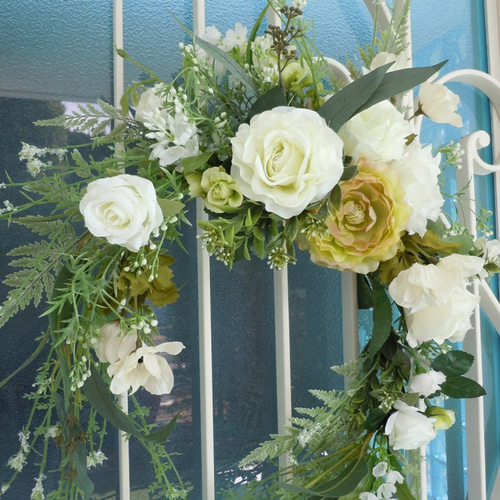 ◇ホワイト＆グリーンのフレッシュリース◇ナチュラルリース ハーフ