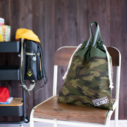 カモフラージュ＊大きめレッスンバッグ＆上履き入れ