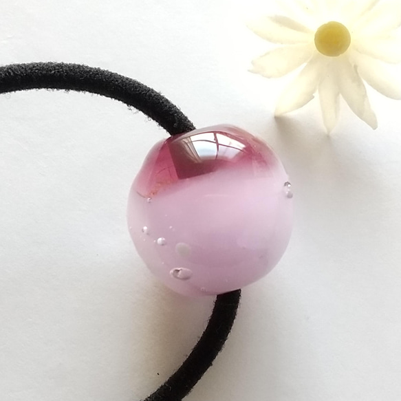 桜色とんぼ玉ヘアゴム 　ピンク 3枚目の画像