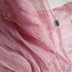 ＜受注制作＞Decoオリジナル　上質リネン・シングルガーゼのストール　バラ色ピンク×亜麻色 6枚目の画像