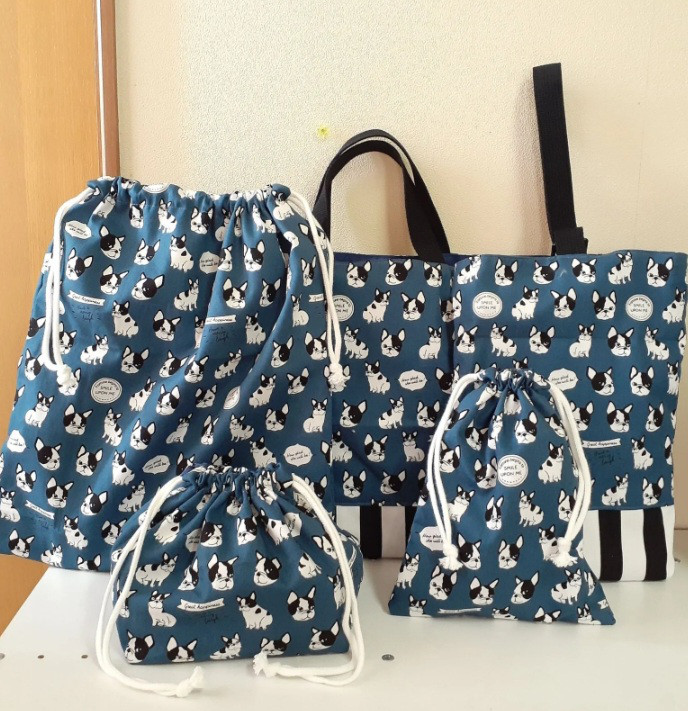 入園入学５点セット　フレンチブルドッグ　紺