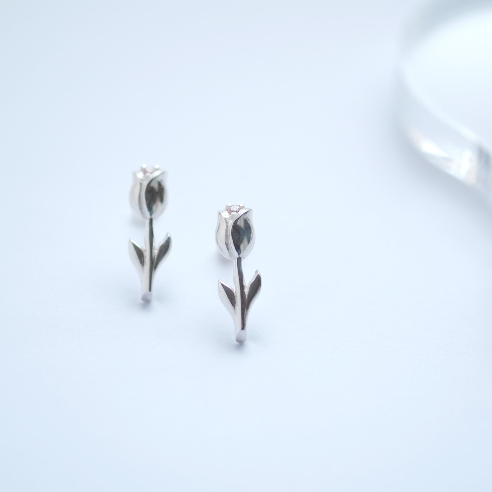 Pink チューリップ ピアス イヤリング シルバー925