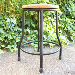 アンティーク レトロ調 チーク 古木 古材 アイアン（鉄脚) 椅子 スツール カフェ チェア ４タイプ MT-002 4枚目の画像