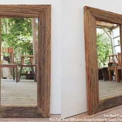 アイアンウッド材のミラー 110cm x 60cm 姿見鏡 ウリン 無垢材フレーム
