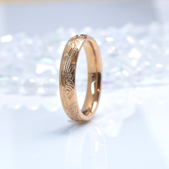 【単品】名入れ 誕生石込み 人気のハワイアンリング*結婚指輪*記念日 マリッジ 金属アレルギーの方にも安心ステンレス 6枚目の画像