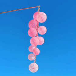 【受注製作】しだれ桜の糸玉かんざし 和風 和装 着物 浴衣 お祭り 4枚目の画像