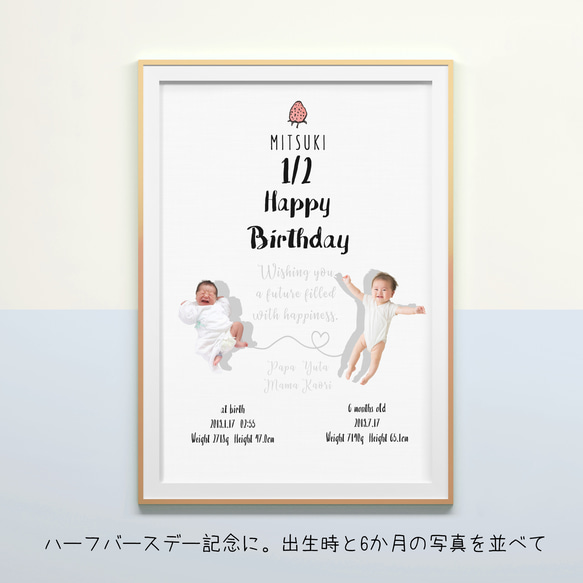 お子様の1歳、2歳～誕生日・ハーフバースデーの記念に！ベビーポスター/バースデーボード/ファーストバースデー/ハーフバー 3枚目の画像