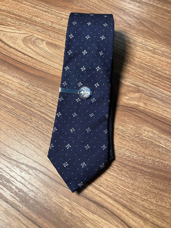 巴特先生-經典小方圖騰-手染系列領帶-Neckties-Classic-深藍 第3張的照片