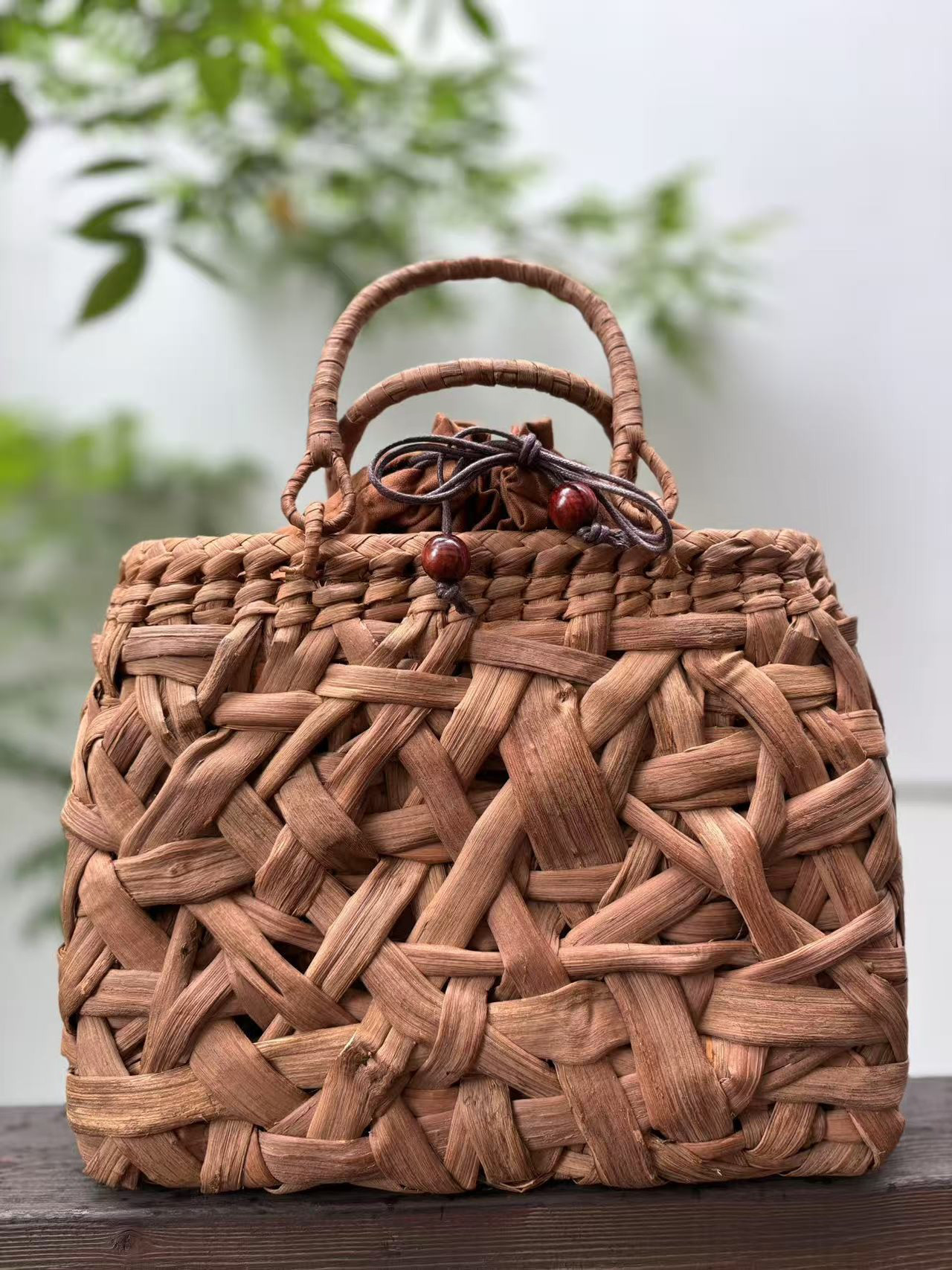 国産山葡萄 山葡萄かごバッグ 手作り 籠バッグ 乱れ編み 内布あり 和服バッグ