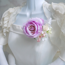 ◇アートフラワー造花◇ハンドメイド パープルローズ バラのコサージュ