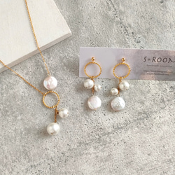 再再…販☆お得なセット☆淡水バロックパールネックレス&ピアス 
