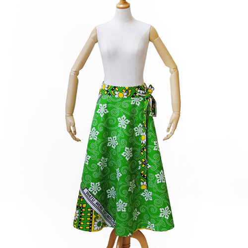 カンガの巻きスカート（ アフリカ布スカート ）ラップスカート ロング