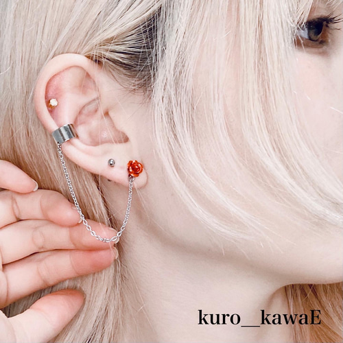 薔薇のチェーンピアス / 病みかわいい ゴシック メンヘラ 量産型 軟骨